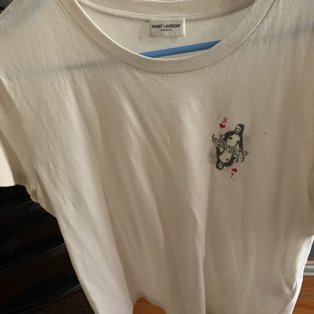 Saint Laurent White 'Beyond Love And Hell' T-Shirt